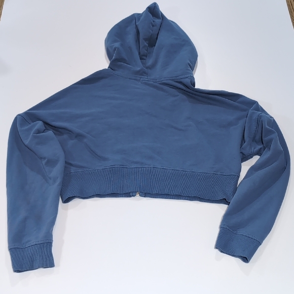 Week -End Vintage Cropped Hoodie Women's Large Y2K 2000s Cotton Blend Blue - Picture 6 of 8